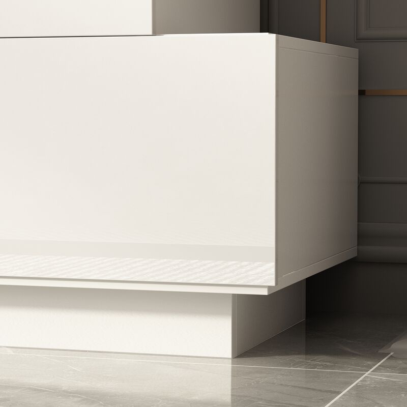 16.1 in. D x 30.7 in. H High Gloss White Wood 6-Drawer 45.3 in. W Chest of Drawers Storage Cabinet Modern Style