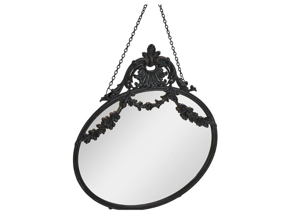 Vintage Wall Mirror with Chain – Black Frame by Creative Co-Op