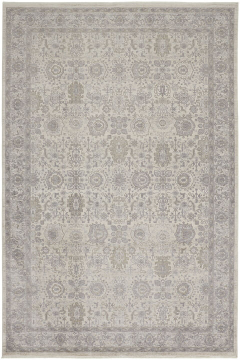 HomeRoots Oriental Power Loom Worn Faded Area Rug With Fringe