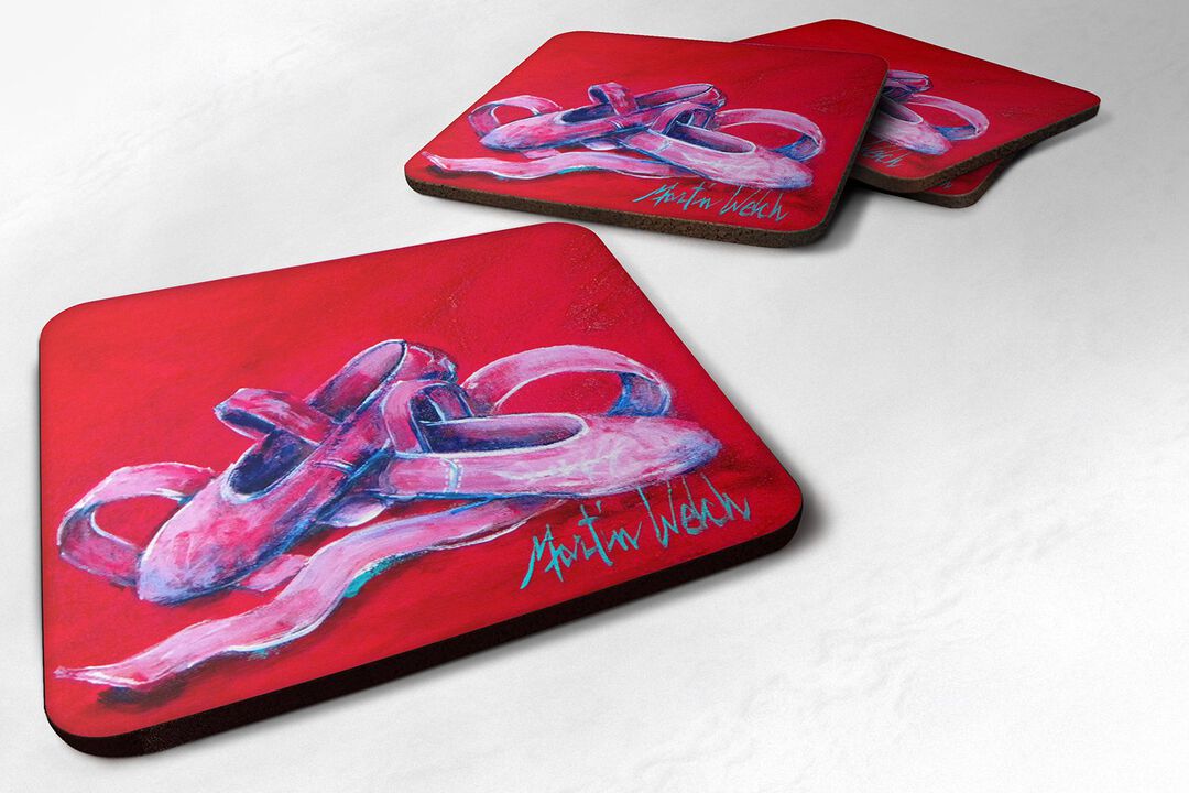Caroline's Treasures MW1039FC Ballet Little Slippers Foam Coasters (Set of 4), 3.5 H x 3.5 W, Multicolor