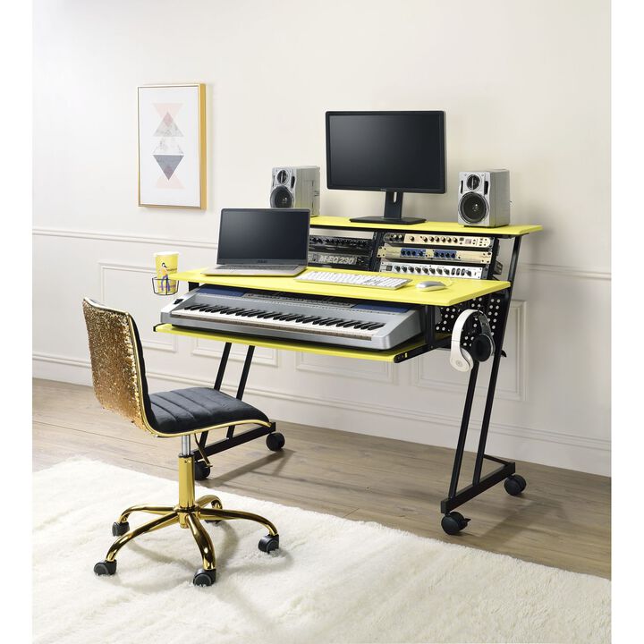 Suitor Computer Desk, Yellow & Black 92904