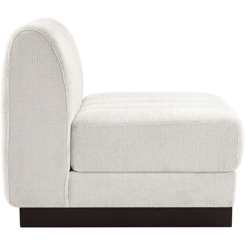 Meridian Furniture Quinn Cream Chenille Fabric Armless Chair