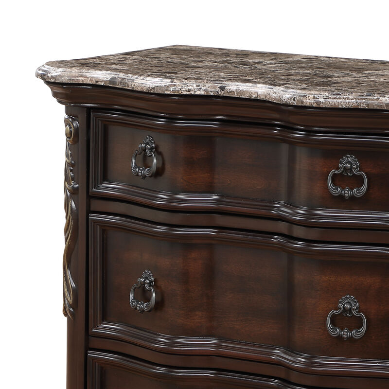Bella Traditional Wood Nightstand with 3 Drawers, Fully Assembled Bedside Storage Table image number 4