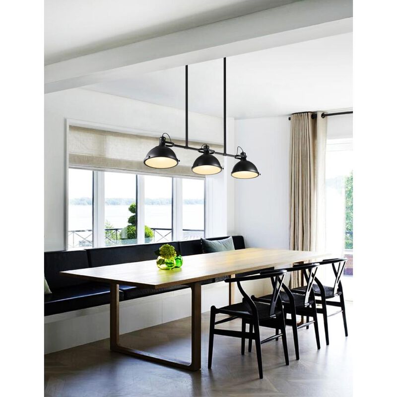Strum 3 Light Island Chandelier With Black Finish