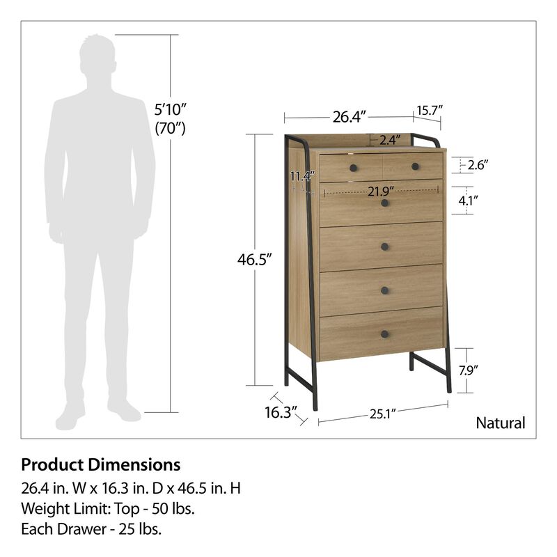 Bushwick Tall 5 Drawer Dresser