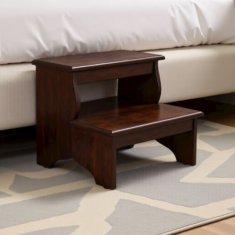 Starlight Canyon Home Dark Brown Wooden Step Stool for Adults and Kids with Durable Design image number 1