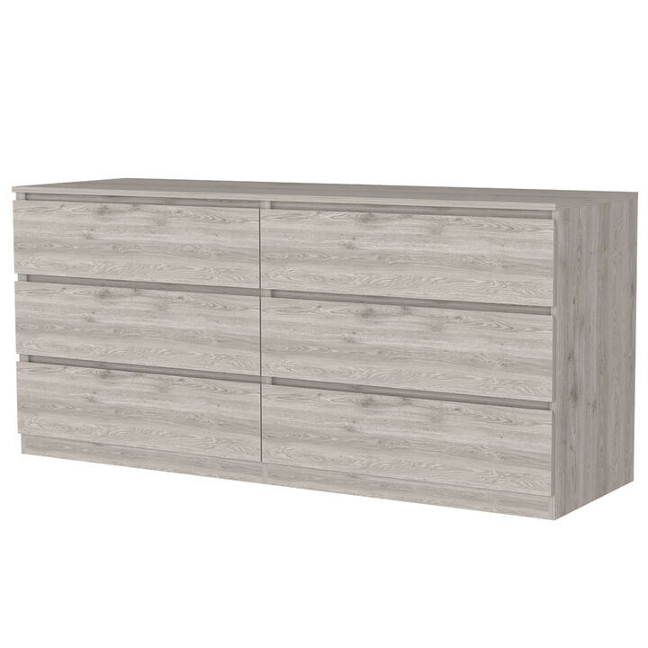 Waterville 6-Drawer Rectangle Dresser Light Gray