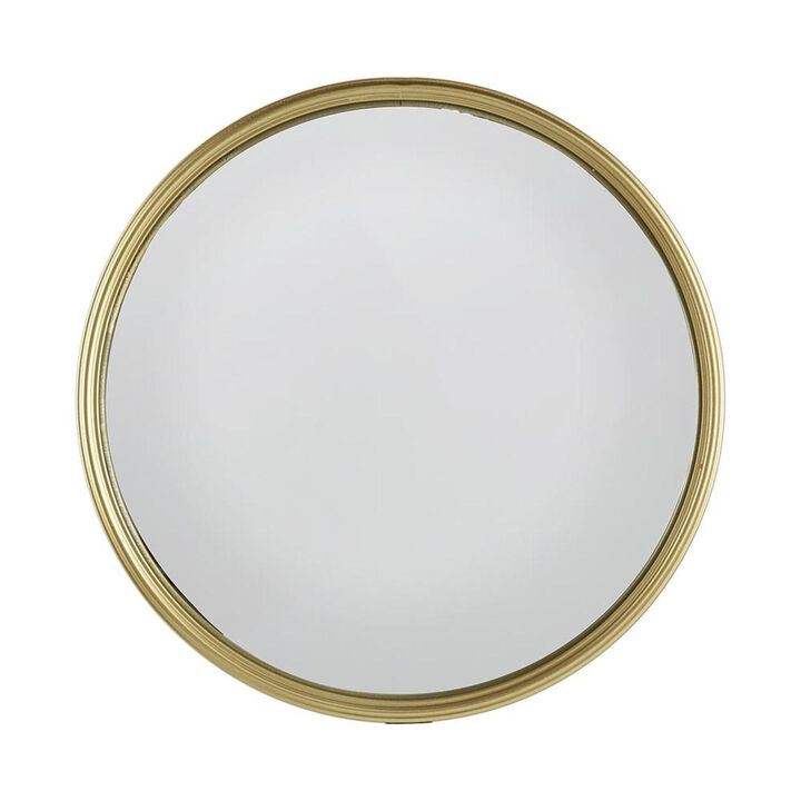 HomeRoots 15" Gold Round Iron Textured Framed Accent Mirror