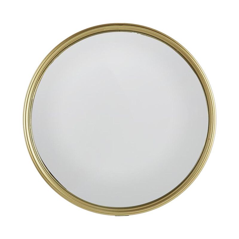 HomeRoots 15" Gold Round Iron Textured Framed Accent Mirror image number 0