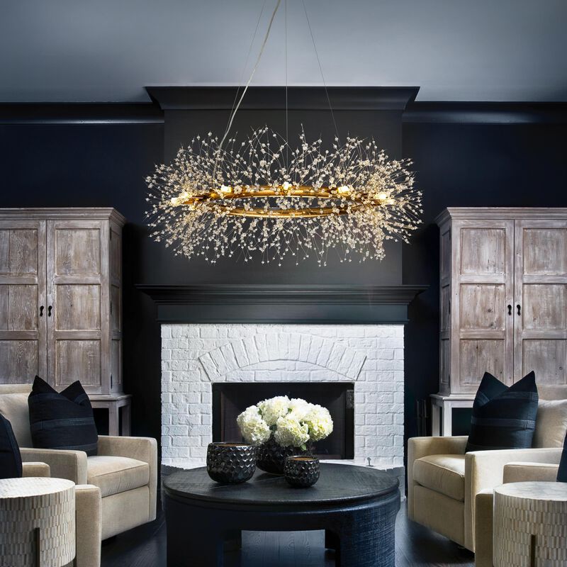 Modern Chandelier Crystal  Firework Round Pendant Ceiling Lighting For Dining Room image number 2