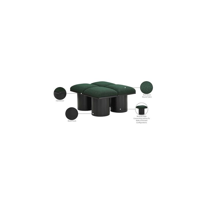 Meridian Furniture Pavilion Green Boucle Fabric Bench