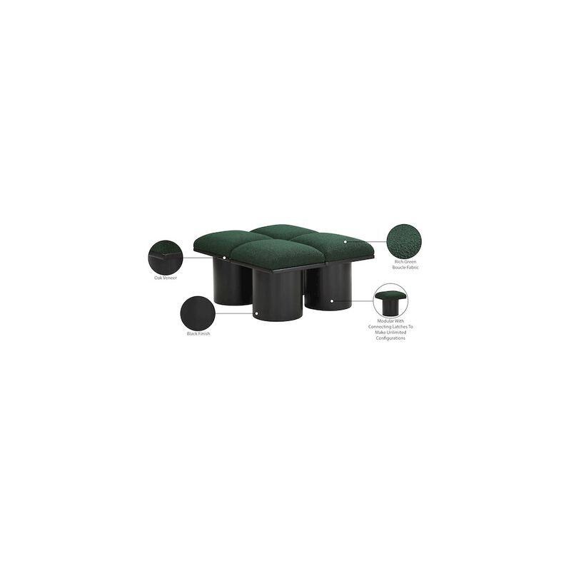Meridian Furniture Pavilion Green Boucle Fabric Bench