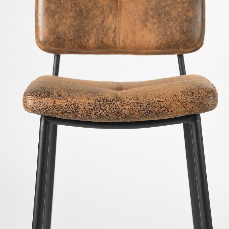 HomeRoots Set of Two 27" Brown And Black Faux Leather And Steel Low Back Counter Height Bar Chairs image number 5