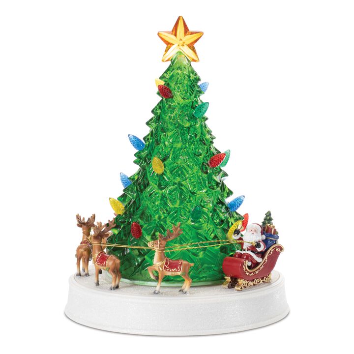 Musical LED Santa’s Sleigh Tree – Rotating Christmas Centerpiece with Lights, Sound & Motion for Festive Decor