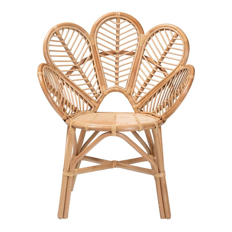 Baxton Studio Eliava Modern Bohemian Natural Rattan Flower Accent Chair