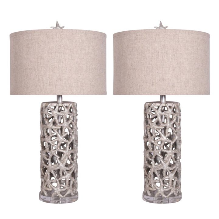 Lux Lighting Darla 30 Poly Star Table Lamp -Beige, (Set of 2)