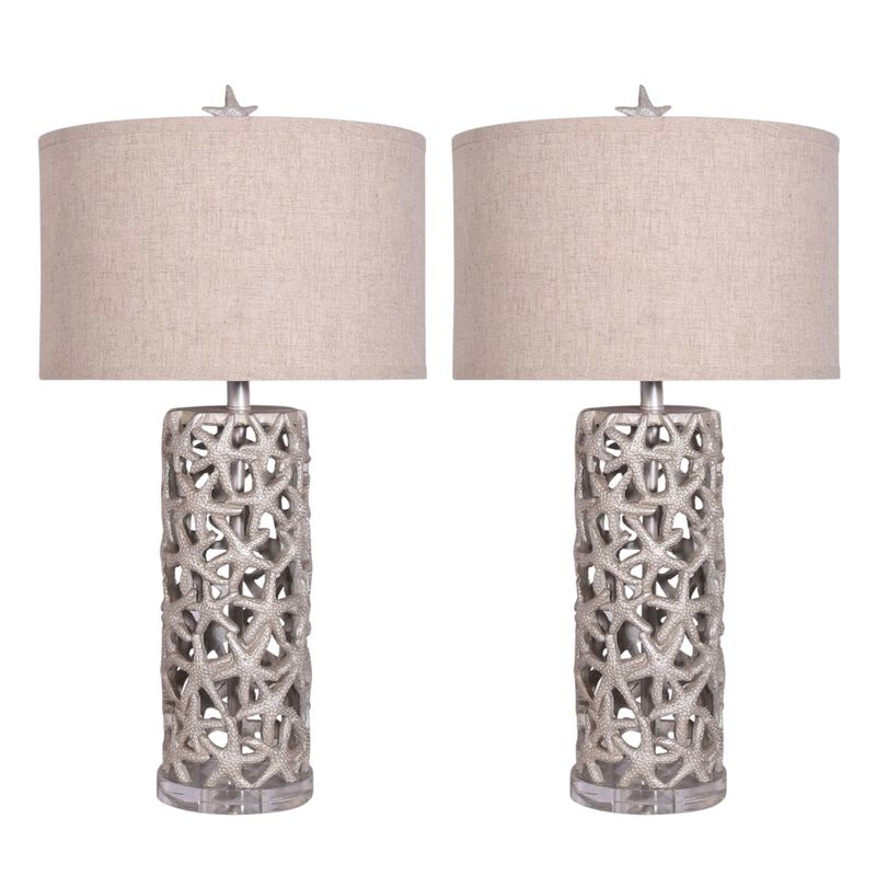 Lux Lighting Darla 30 Poly Star Table Lamp -Beige, (Set of 2)
