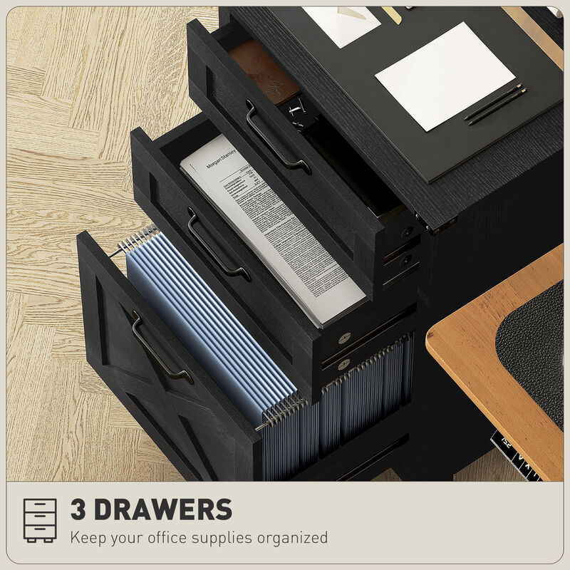 Hivvago Vertical File Cabinet with 3 Drawers for Office Storage image number 4