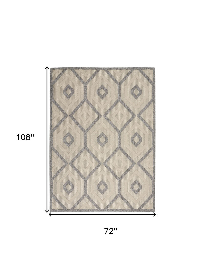 HomeRoots 6' X 9' Cream And Gray Geometric Indoor Outdoor Area Rug image number 5