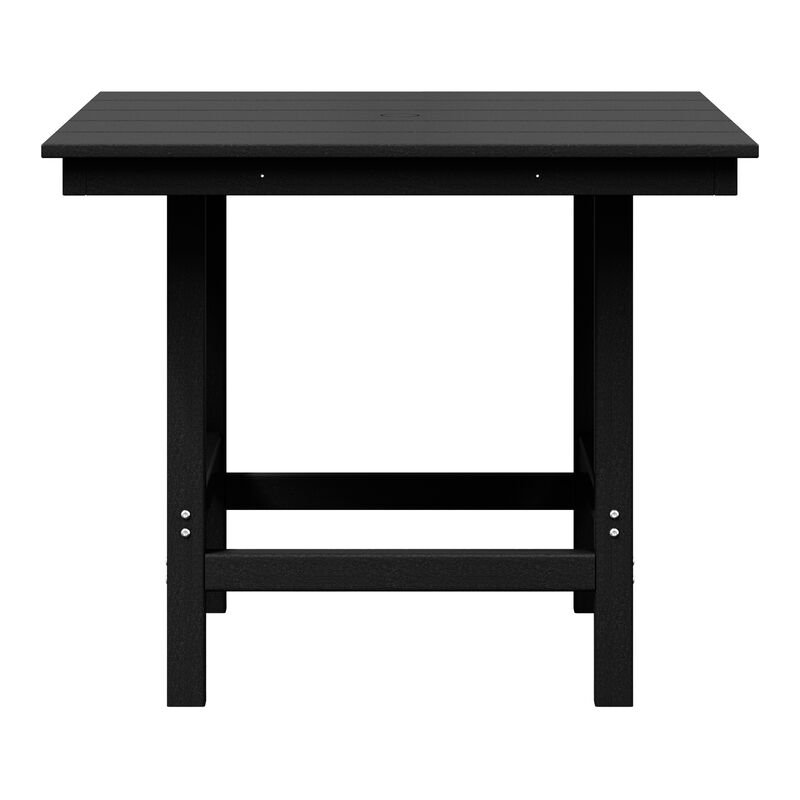 WestinTrends Outdoor HDPE 36" Square Patio Dining Table with Umbrella Hole