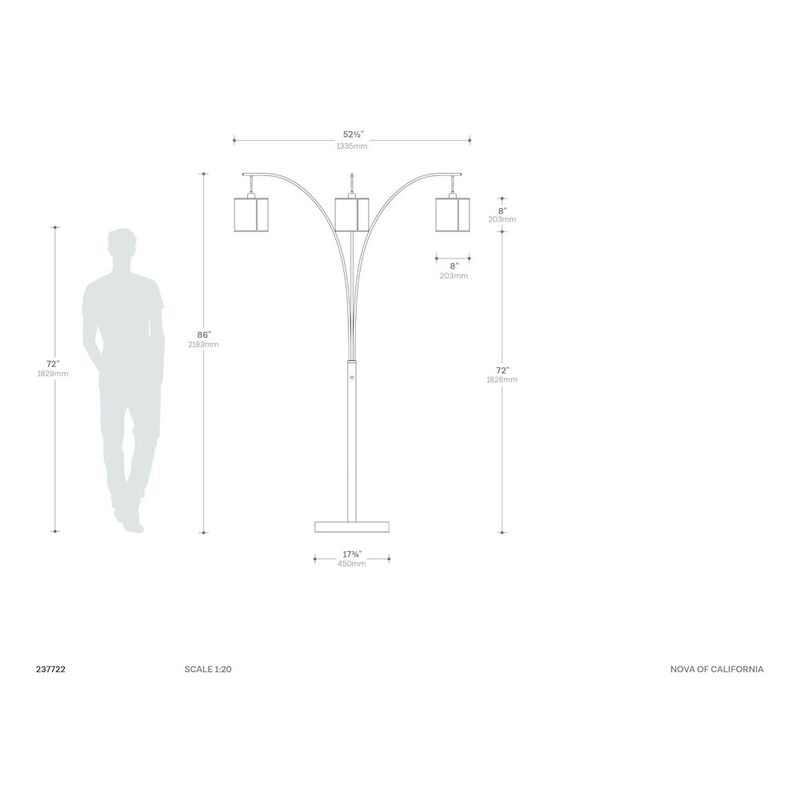 NOVA OF CALIFORNIA Layers Natural Mica 3 Light Arc Floor Lamp