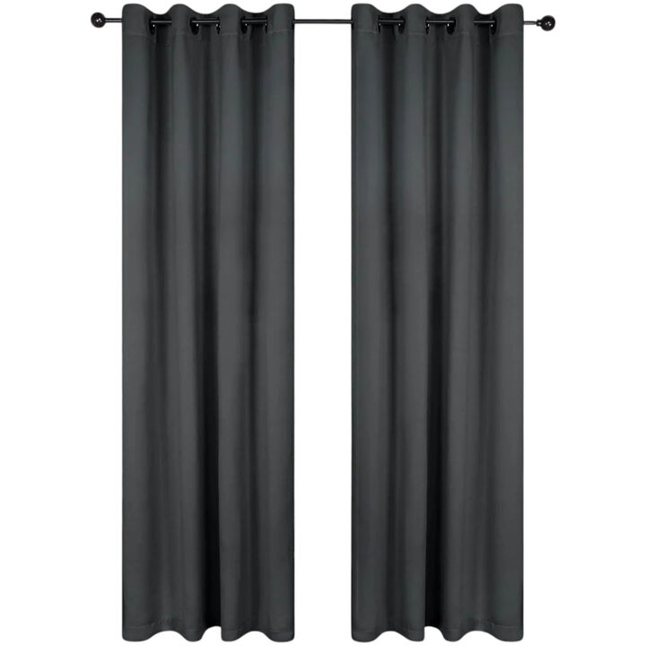 Set of 2 Blackout Curtains Rod Pocket Solid Room Darkening