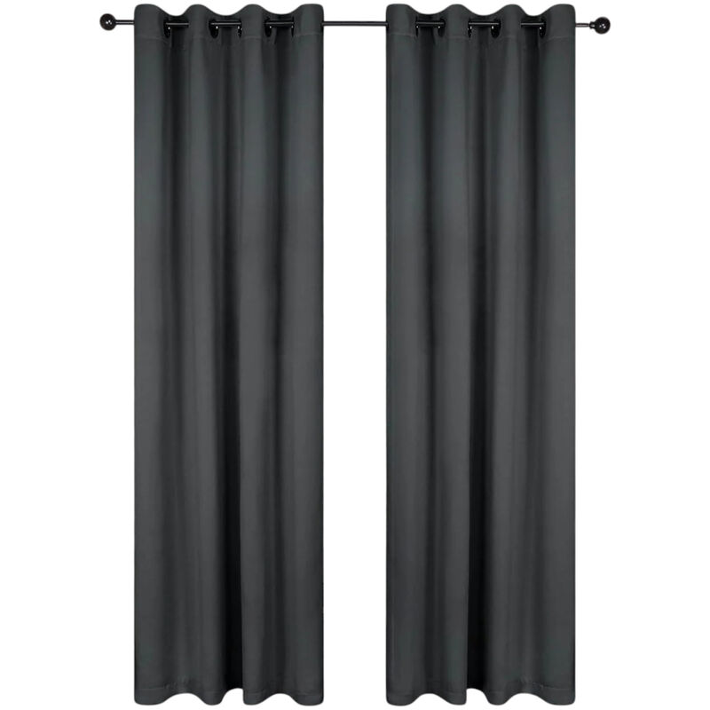Set of 2 Blackout Curtains Rod Pocket Solid Room Darkening image number 0