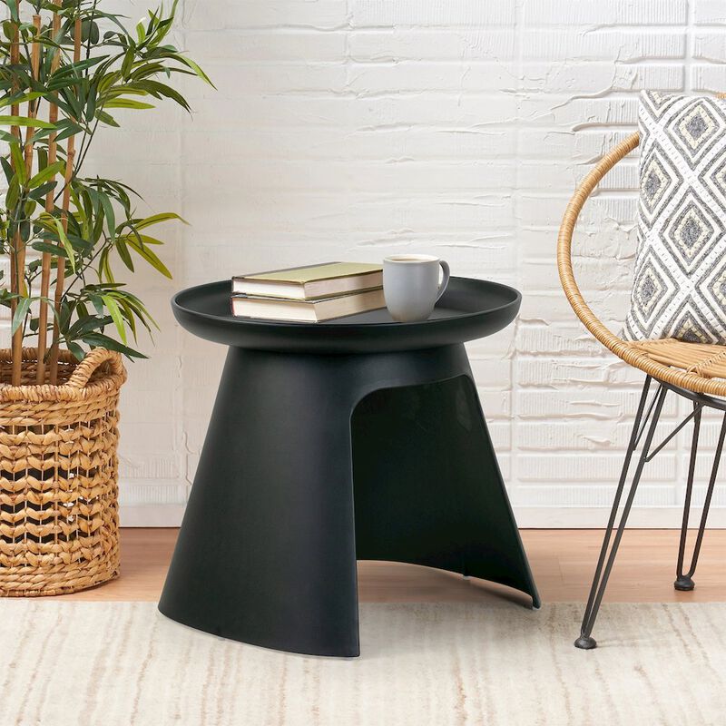 Glamour Home Balius Black Plastic Round End Table