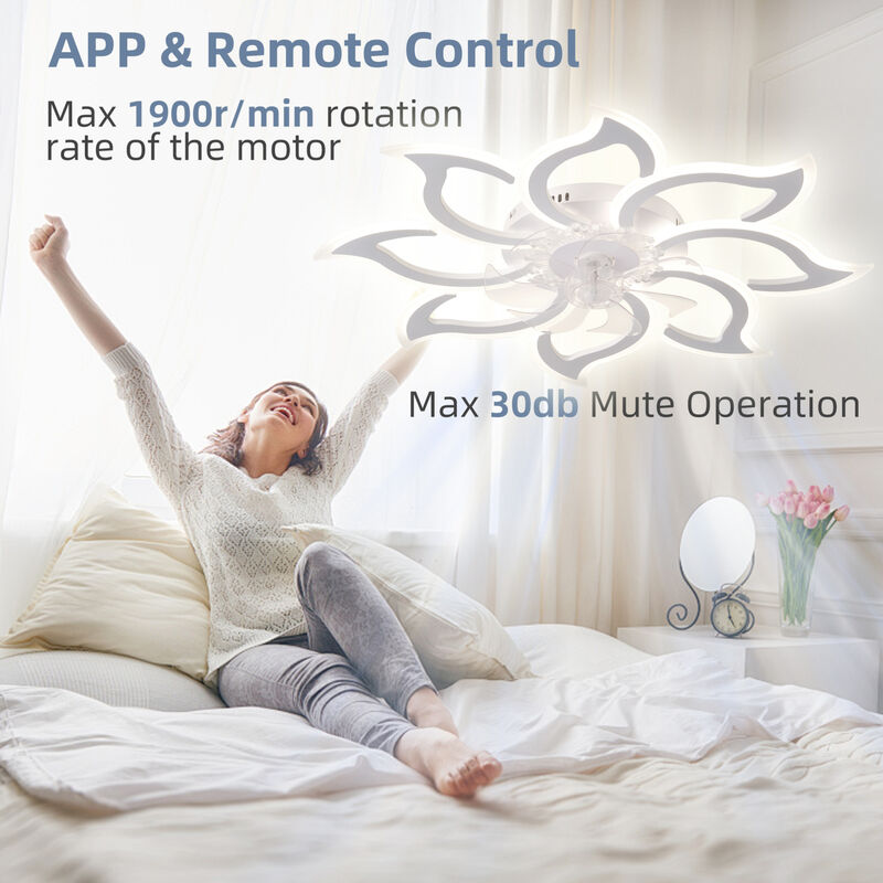 ELEMENT ACE Flush Mount Quiet Ceiling Fan with Dimmable LED Light, App & Remote Control, Reversible Motor, Multiple Wind Speeds for Bedroom Living Room Dining Room image number 7
