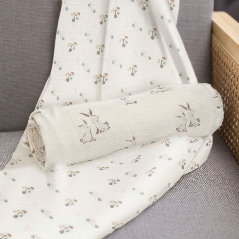 Avery Organic Cotton Bunny Single Swaddle image number 5