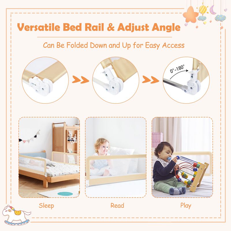 Folding Breathable Baby Bed Rail Guard with Safety Strap for Secure and Comfortable Sleep