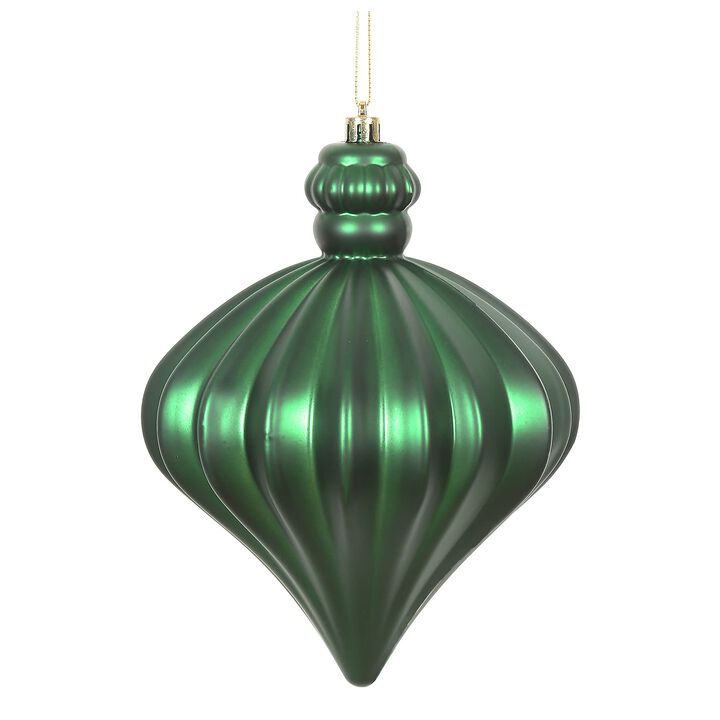 Vickerman 6" Emerald Matte Onion Drop Christmas Ornament. There are 4 Ornaments per Pack.