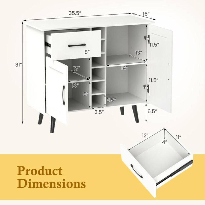 Hivvago Modern Wine Bar Buffet Cabinet with 6-Bottle Wine Rack