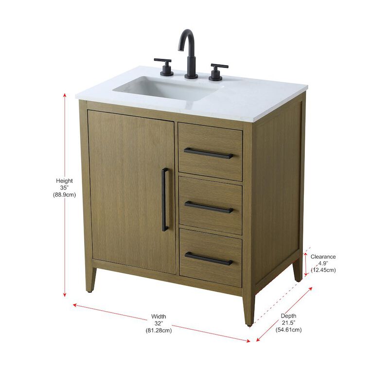 Elegant Kitchen and Bath 32 Inch Single Bathroom Vanity In Chestnut Brown