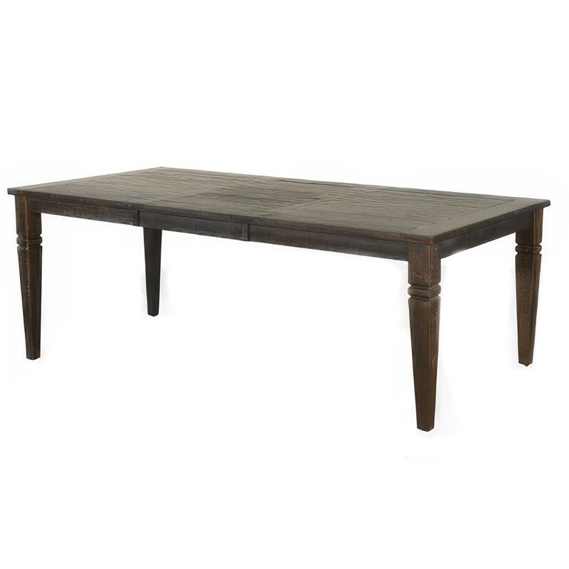 Flint Dining Table, 66-90 Inch Rectangular Extendable Brown Solid Wood - Benzara