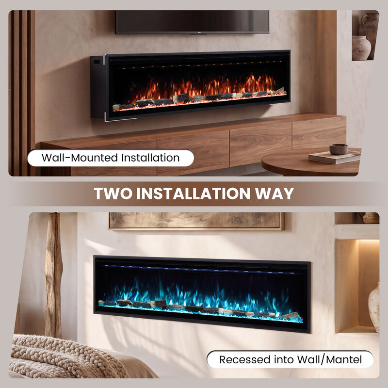 Mondawe 72" Smart Electric Fireplace with 13 Flame Colors, WiFi & Voice Control, LED Ember Bed & Remote image number 5