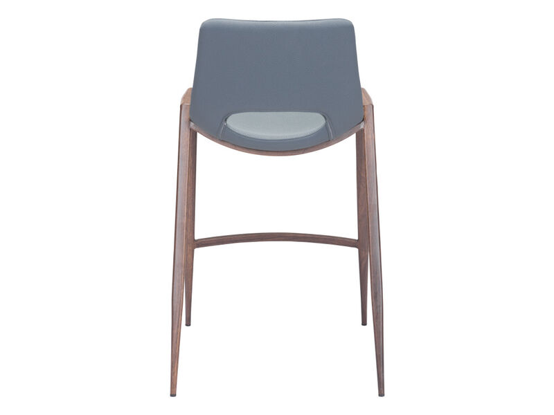 Desi Counter Stool (Set of 2) Azure Gray & Walnut