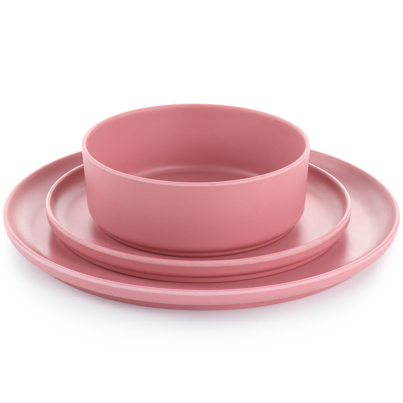 Gibson Home Canyon Crest 12 Piece Round Melamine Dinnerware Set in Pink