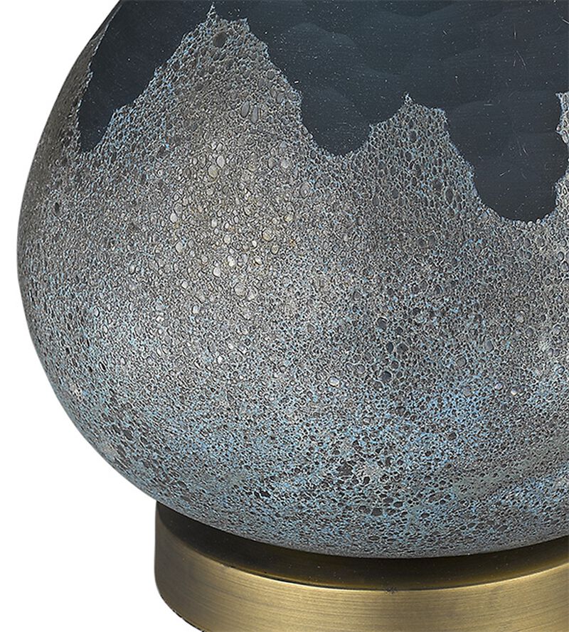 Hivvago 22" Teal Blue Concrete Gourd Table Lamp With Cream Empire Shade