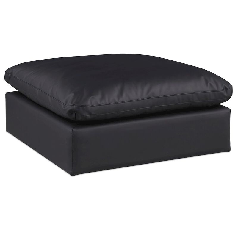 Meridian Furniture Comfy Black Vegan Leather Modular Ottoman