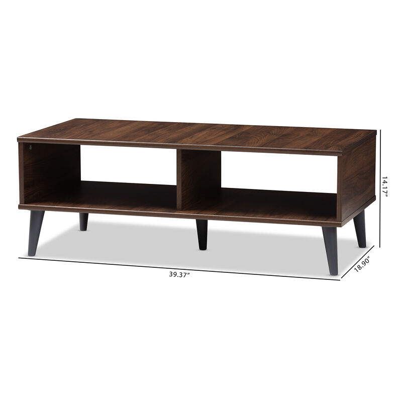 Baxton Studio Pierre Mid Century Modern Brown Wood Coffee Table