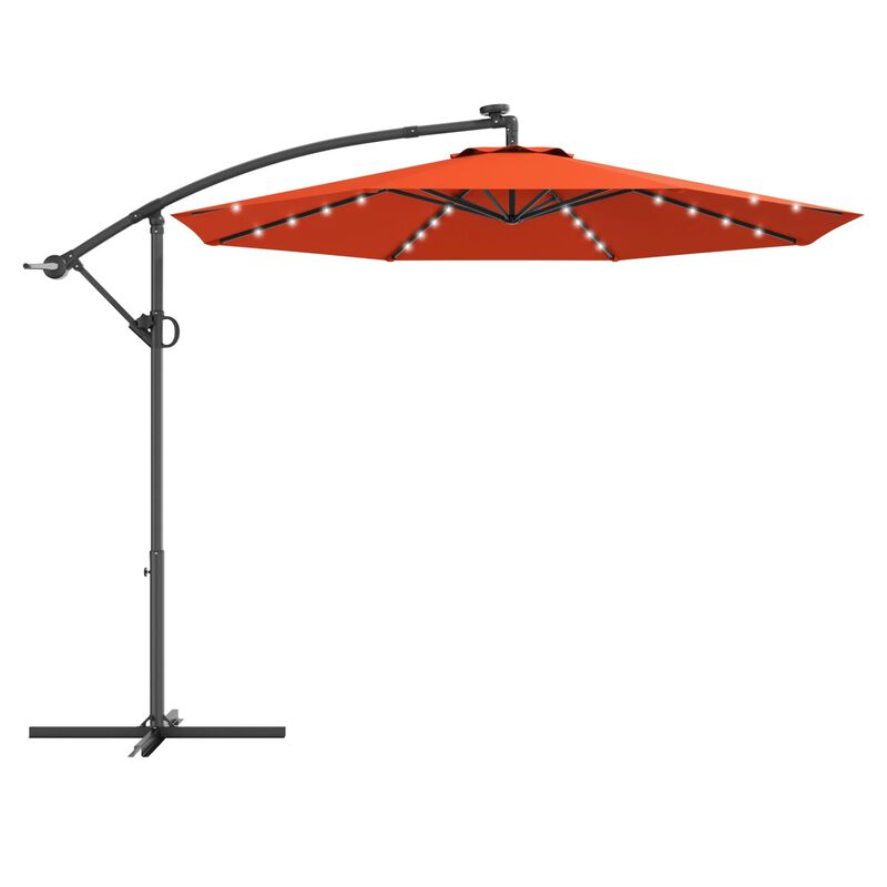 Mondawe 10 Feet 360&deg; Rotation Solar Powered LED Patio Offset Umbrella without Weight Base
