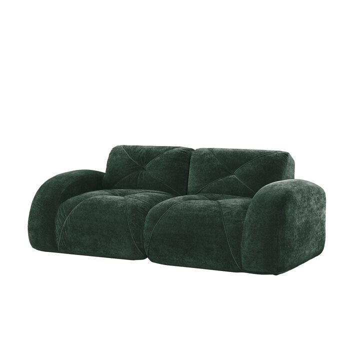 Clihome 2-Seater Tufted Sofa Couches with boneless Sofa,Soft Velvet  Fabric,Bottom Anti-Slip Design,32D High Density Sponge,Ergonomic Design Bottom