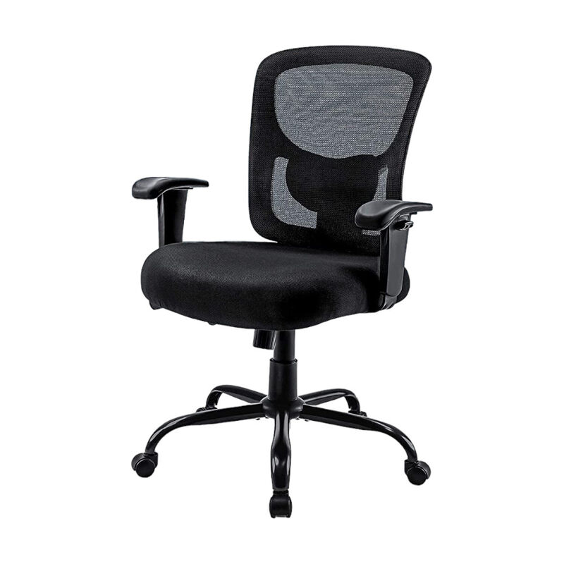 HomeRoots Black Fabric Mesh and Steel Adjustable Swivel Rolling Executive Office Chair image number 0