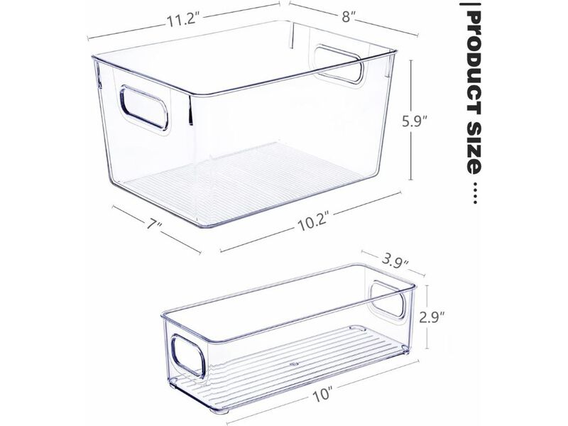 Clear Plastic Storage Bins Set of 8 Stackable Pantry Cabinet Organizer Boxes image number 2