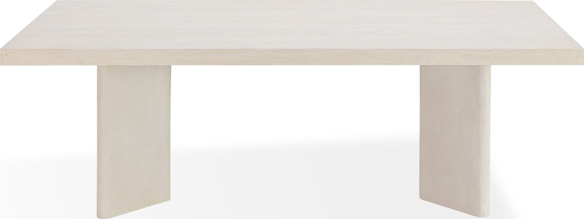 Caye Stone Top Double Pedestal Dining Table with Ivory Cement Base