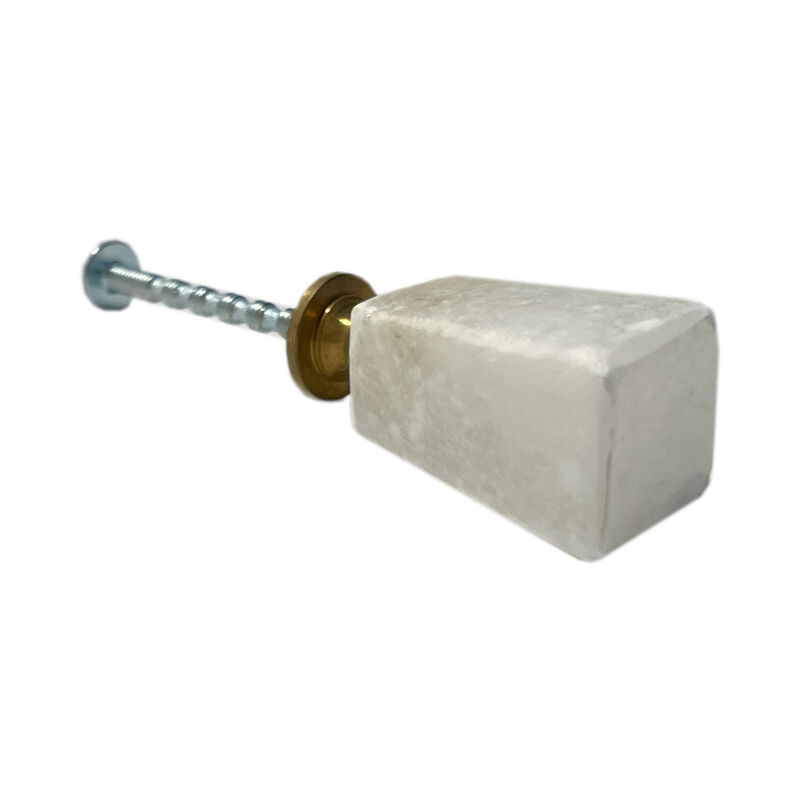 HomeRoots Set of Six White Cylindrical Knob Stone Drawer Pull Knobs image number 3