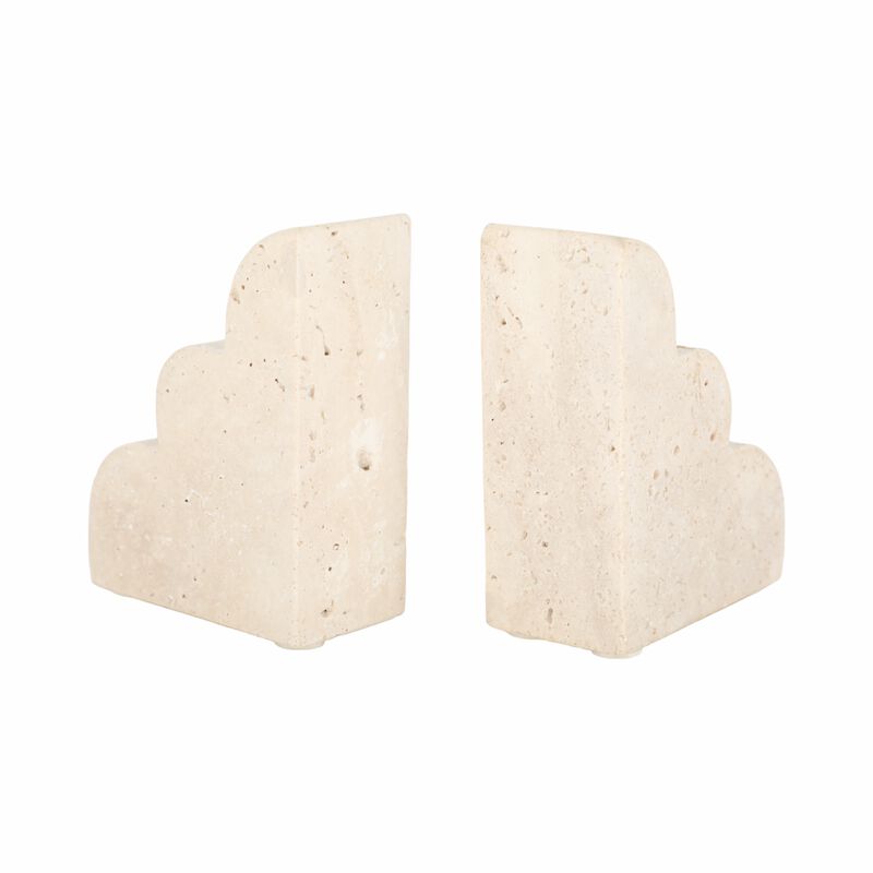Set of 2 Travertine Cloud Bookends image number 2