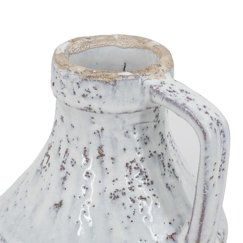 HomeRoots 6" Sand And White Terracotta Round Jug Vase image number 5