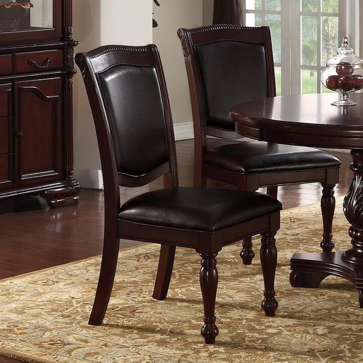 Set Of 2 Rubber Wood Traditional Dining Chair, Dark Brown And Black